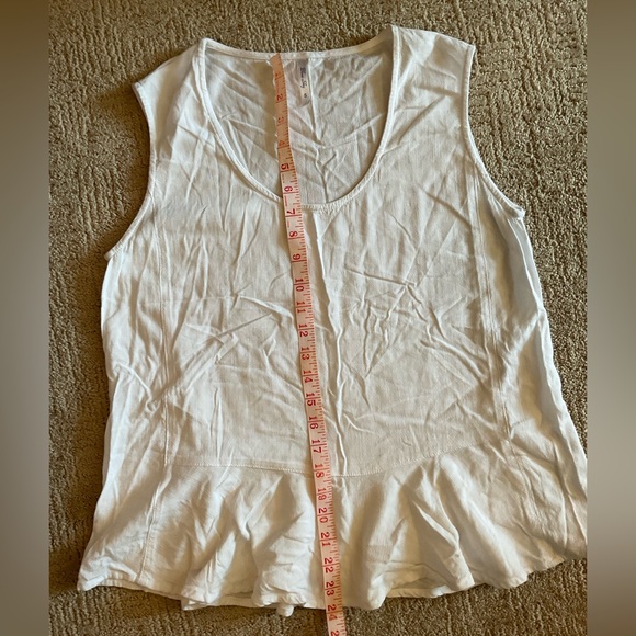 🇨🇦 Blue Sky Ginny Tank White Sleeveless Linen/Bamboo Scoop Neck Top Sz S EUC - Picture 10 of 10